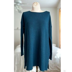 Eileen Fisher 100% Merino Wool Teal Sweater